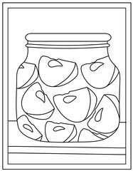 Poster - 
Pickled peaches vector on colouring page 

