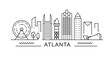 Atlanta minimal style City Outline Skyline with Typographic. Vector cityscape with famous landmarks. Illustration for prints on bags, posters, cards. 