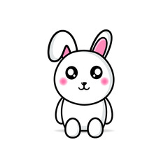 Wall Mural - cute rabbit sitting mascot design kawaii