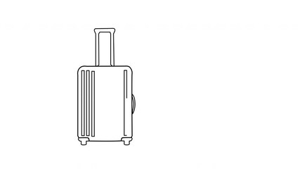 Wall Mural - Pink travel suitcase appear animation. Copy space. Alpha channel, luma matte.