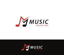 Letter M Music Logo Design Illustration