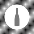 A large champagne symbol in the center as a hatch of black lines on a white circle. Interlaced effect. Seamless pattern with striped black and white diagonal slanted lines