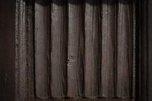 Beautiful Architectural Detail. Wood Surface With Dents. Detailed Close-up.