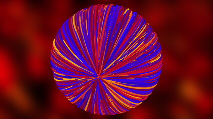 Poster - Abstract colorful sphere from thin lines, computer generated. 3d rendering of art backdrop