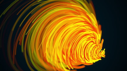 Poster - Bright funnel of random lines, computer generated. 3d rendering of an abstract spiral background.