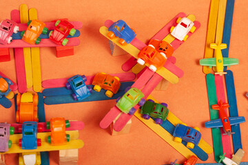 colorful city toys cars and planes