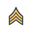 SGT sergeant enlisted military rank stripe isolated icon. Vector United States armed forces army chevron, insignia of soldier staff. Uniform service rank chart emblem, Chevron US military sign