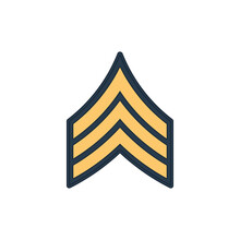 SGT Sergeant Enlisted Military Rank Stripe Isolated Icon. Vector United States Armed Forces Army Chevron, Insignia Of Soldier Staff. Uniform Service Rank Chart Emblem, Chevron US Military Sign