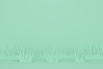 Wall Mural - Abstract mint background with grass. Backdrop design for product promotion. 3d rendering