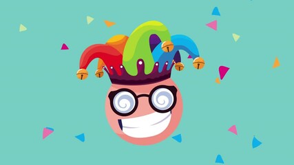 Sticker - emoji wearing glasses and jester hat