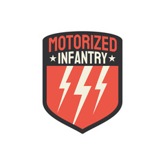 army insignia motorized infantry military chevron with thunderstorm signs isolated. vector squad of 