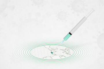 Costa Rica vaccination concept, vaccine injection in map of Costa Rica. Vaccine and vaccination against coronavirus, COVID-19.