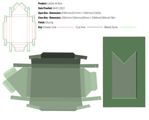 Letter M Box packaging design template die cut - vector.