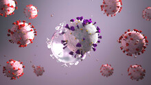 Three Dimensional Render Of Coronavirus Mutation