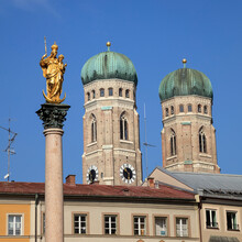 Germany, Bayern, Munich, Towers Of Frauenkirche, Marian Column