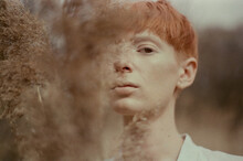 A Film Portrait Of Young Beautiful Redhead Woman