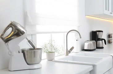 Poster - Modern toaster and household appliances on counter in kitchen