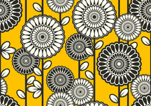 African Flower Fabric Pattern, Picture Art And Abstract Background.
