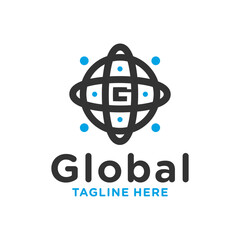 Sticker - global circle technology modern logo