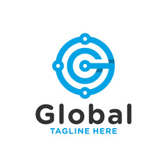 Sticker - global circle technology modern logo