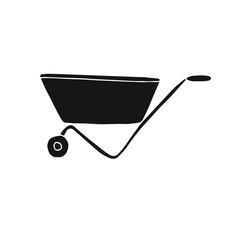 Wall Mural - Vector hand drawn doodle sketch black wheel barrow isolated on white background