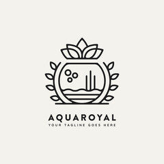 Wall Mural - aqua royal minimalist line art premium logo template illustration design. simple modern aquarium luxury logo concept