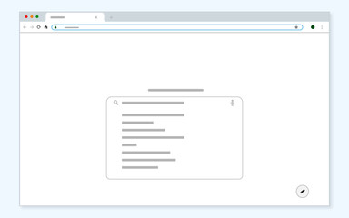 Web Browser flat UI design on white background, light version, search engine illustration