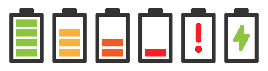 Poster - Battery set with different level of charging vector icon
