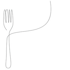 Wall Mural - Fork one line drawing, vector illustration