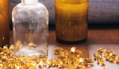 glass bottles and evening primrose oil