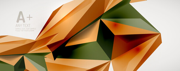 Vector triangle geometric backgrounds. Low poly 3d shape on light backdrop. Vector illustration for covers, banners, flyers and posters and other designs