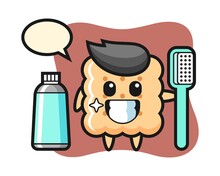 Mascot Illustration Of Cracker With A Toothbrush