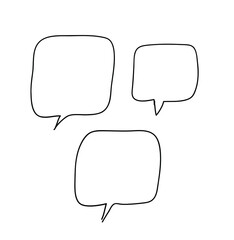 Poster - Hand drawn set of doodle speech bubbles. Vector pop art objects on transparent background