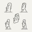set of moai national park minimalist line art logo template vector illustration design. simple chilean landmark logo concept