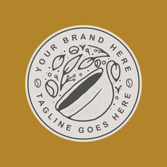 Poster - vintage line art badge design for coffee branding