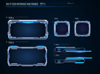 Poster - futuristic technology frames interface hud element design for ui games. web and app. Futuristic user interface. Vector design template