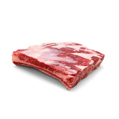 Wall Mural - Close-up view of fresh raw Trimmed Short Ribs cut in isolated white background