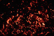 Hot Red Coal Background. Burning Fire in the night