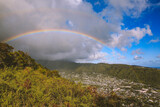 Fototapeta Tęcza - Rainbow over Manoa valley Honolulu Oahu Hawaii | Nature Landscape Travel