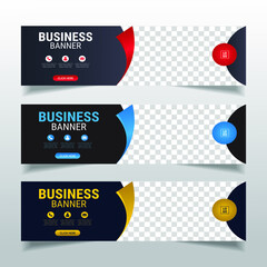Wall Mural - Business web banner collection with place for photo. Vector EPS 10