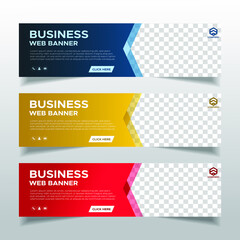 Wall Mural - Business web banner collection with place for photo. Vector EPS 10