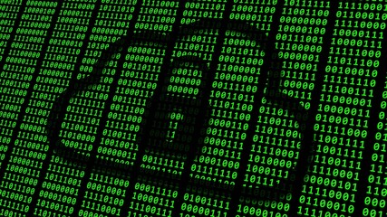 Poster - Data security concept - symbol of a closed padlock in a cloud over green binary code on black background - 3D Illustration