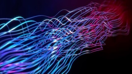 Poster - abstract background 3d animation shiny fiber futuristic connection structure transform in space. gre