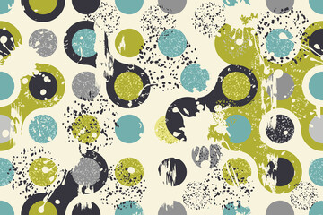 Aufkleber - Abstract seamless polka dots pattern with an effect of attrition in retro colors. Retro design. Vector shabby geometric carpet. Background for ceramic tile, wallpaper, linoleum, textile, web page
