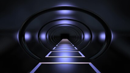 Wall Mural - 3D CGI animation moving through fantasy metal constructions tunnel loop. Great for ads, technical, industrial, scientific, sci-fi illustrations, etc.