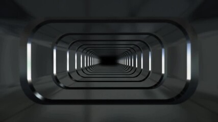 Wall Mural - 3D CGI animation moving through fantasy metal constructions tunnel loop. Great for ads, technical, industrial, scientific, sci-fi illustrations, etc.