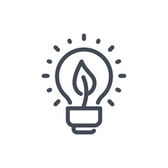Poster - Eco energy line icon. Light bulb with leaf vector outline sign.