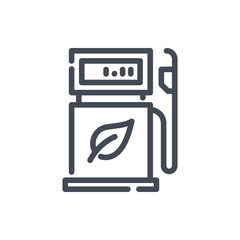 Poster - Eco fuel line icon. Fuel station with leaf vector outline sign.