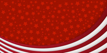 Red Star Pattern Background With Red White Waving Ribbon