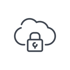 Poster - Cloud network protection and access line icon. Cloud service with lock vector outline sign.